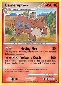Rare Pokémon card Camerupt 18/147 from Supreme Victors expansion