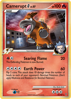 Rare Pokémon card Camerupt 19/147 from Supreme Victors expansion