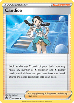 Uncommon Pokémon card Candice 152/195 from Silver Tempest expansion