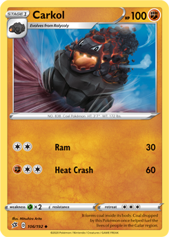 Carkol 106/192 Pokémon card from Rebel Clash for sale at best price
