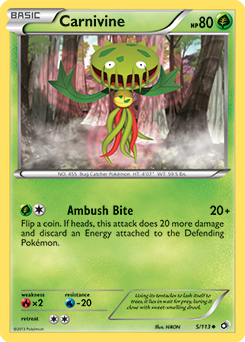 Uncommon Pokémon card Carnivine 5/113 from Legendary Treasures expansion