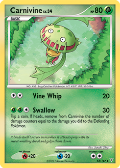 Uncommon Pokémon card Carnivine 53/147 from Supreme Victors expansion