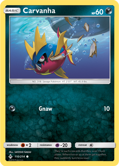 Carvanha 110/214 Pokémon card from Unbroken Bonds for sale at best price