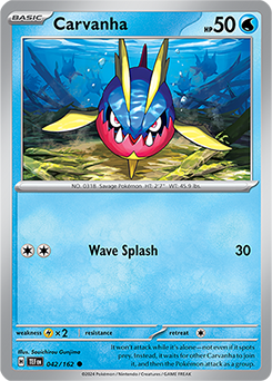 Carvanha 42/162 Pokémon card from Temporal Forces for sale at best price