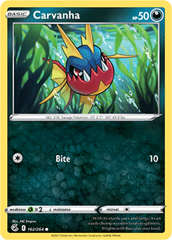 Common Pokémon card Carvanha 162/264 from Fusion Strike expansion