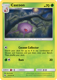 Uncommon Pokémon card Cascoon 27/214 from Lost Thunder expansion