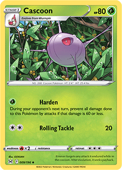 Uncommon Pokémon card Cascoon 009/196 from Lost Origin expansion