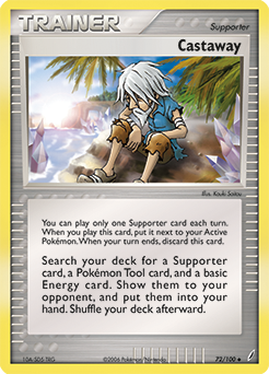 Uncommon Pokémon card Castaway 72/100 from Ex Crystal Guardians expansion