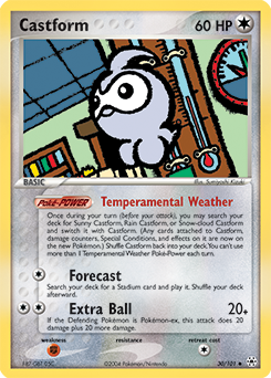 Uncommon Pokémon card Castform 30/101 from Ex Hidden Legends expansion