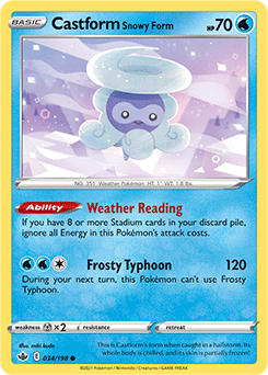 Castform Snowy Form 34/198 Pokémon card from Chilling Reign for sale at best price