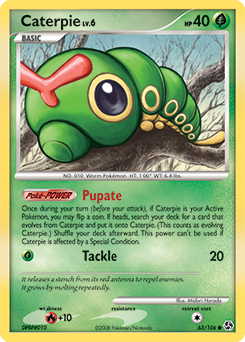 Common Pokémon card Caterpie 63/106 from Great Encounters expansion