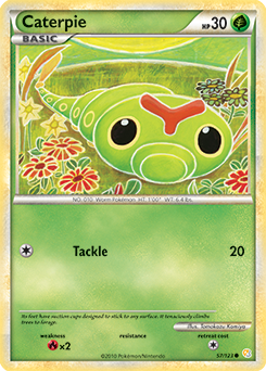 Common Pokémon card Caterpie 57/123 from HeartGold SoulSilver expansion