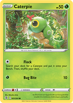 Common Pokémon card Caterpie 1/264 from Fusion Strike expansion