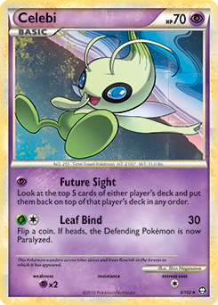 Rare holo Pokémon card Celebi 3/102 from Triumphant expansion