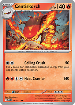 Uncommon Pokémon card Centiskorch 30/132 from Mega Evolution expansion