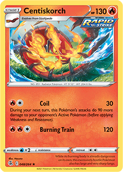 Rare Pokémon card Centiskorch 48/264 from Fusion Strike expansion