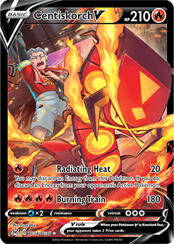 Ultra rare V Pokémon card Centiskorch V TG14/TG30 from Lost Origin expansion