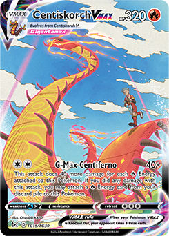 Ultra rare VMAX Pokémon card Centiskorch VMAX TG15/TG30 from Lost Origin expansion