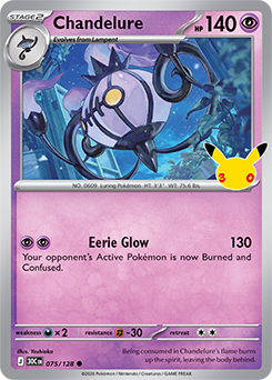 Common Pokémon card Chandelure 075/128 from 30th Celebration expansion