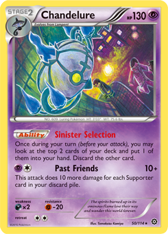 Rare holo Pokémon card Chandelure 50/114 from Steam Siege expansion