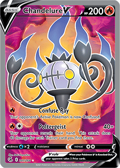 Full Art V Pokémon card Chandelure V 247/264 from Fusion Strike expansion