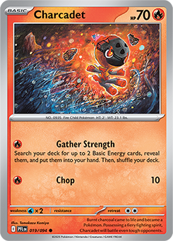 Common Pokémon card Charcadet 19/94 from Phantasmal Flames expansion