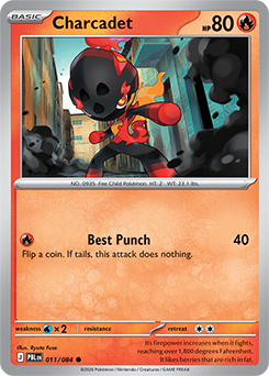 Common Pokémon card Charcadet 11/84 from Pitch Black expansion