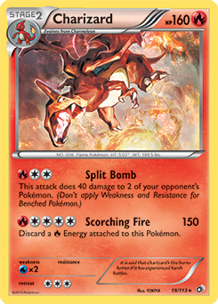 Carte Pokémon Holographique Rare Charizard 19/113 de la série Legendary Treasures
