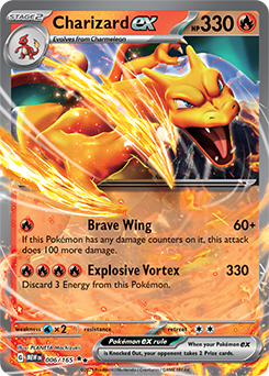 Double rare Pokémon card Charizard ex 6/165 from 151 expansion