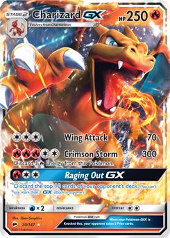 Charizard GX 20/147 Pokémon card from Burning Shadows for sale at best price