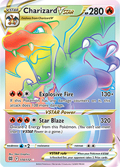 Rainbow VSTAR Pokémon card Charizard VSTAR 174/172 from Brilliant Stars expansion