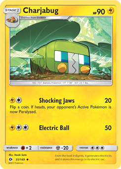 Charjabug 51/149 Pokémon card from Sun & Moon for sale at best price