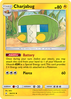 Charjabug 58/214 Pokémon card from Unbroken Bonds for sale at best price