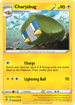 Uncommon Pokémon card Charjabug 65/192 from Rebel Clash expansion