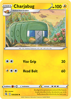 Uncommon Pokémon card Charjabug 100/264 from Fusion Strike expansion