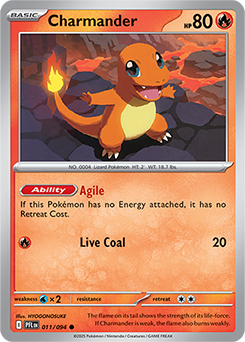 Common Pokémon card Charmander 11/94 from Phantasmal Flames expansion