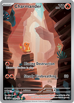 Illustration rare Pokémon card Charmander 168/165 from 151 expansion