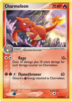 Uncommon Pokémon card Charmeleon 29/100 from Ex Crystal Guardians expansion