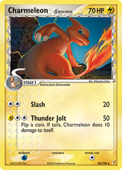 Uncommon Pokémon card Charmeleon 30/100 from Ex Crystal Guardians expansion