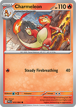 Common Pokémon card Charmeleon 12/94 from Phantasmal Flames expansion