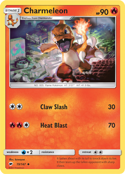 Charmeleon 19/147 Pokémon card from Burning Shadows for sale at best price
