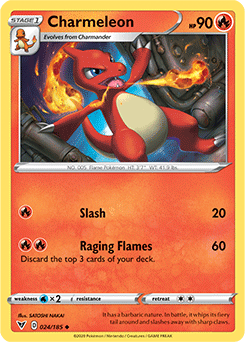 Uncommon Pokémon card Charmeleon 024/185 from Vivid Voltage expansion