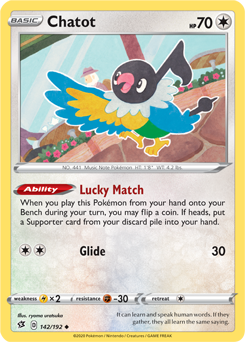 Chatot 142/192 Pokémon card from Rebel Clash for sale at best price