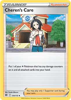 Uncommon Pokémon card Cheren's Care 134/172 from Brilliant Stars expansion