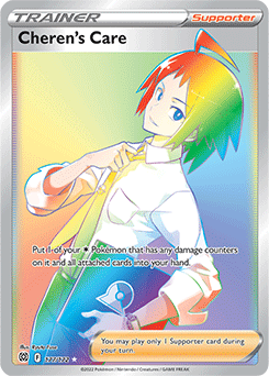 Rainbow Trainer Pokémon card Cheren's Care 177/172 from Brilliant Stars expansion