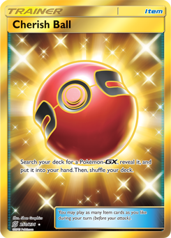 Secret Gold Pokémon card Cherish Ball 250/236 from Unified Minds expansion