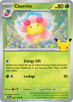 Common Pokémon card Cherrim 007/128 from 30th Celebration expansion