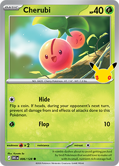 Common Pokémon card Cherubi 006/128 from 30th Celebration expansion
