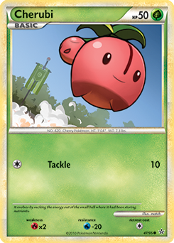 Common Pokémon card Cherubi 47/95 from Unleashed expansion