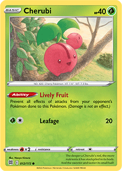 Common Pokémon card Cherubi 012/172 from Brilliant Stars expansion